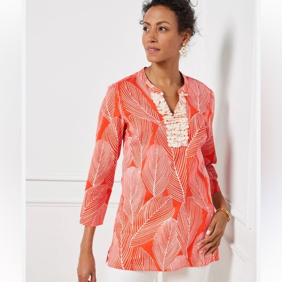 Talbots Tops - Talbots embellished orange tunic